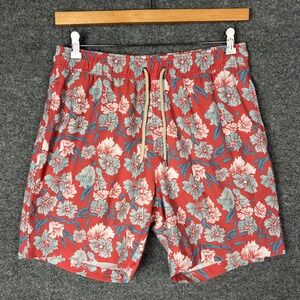 Faherty Mens XL Floral Swim Trunks Red Blue Recycled Polyester Board Shorts